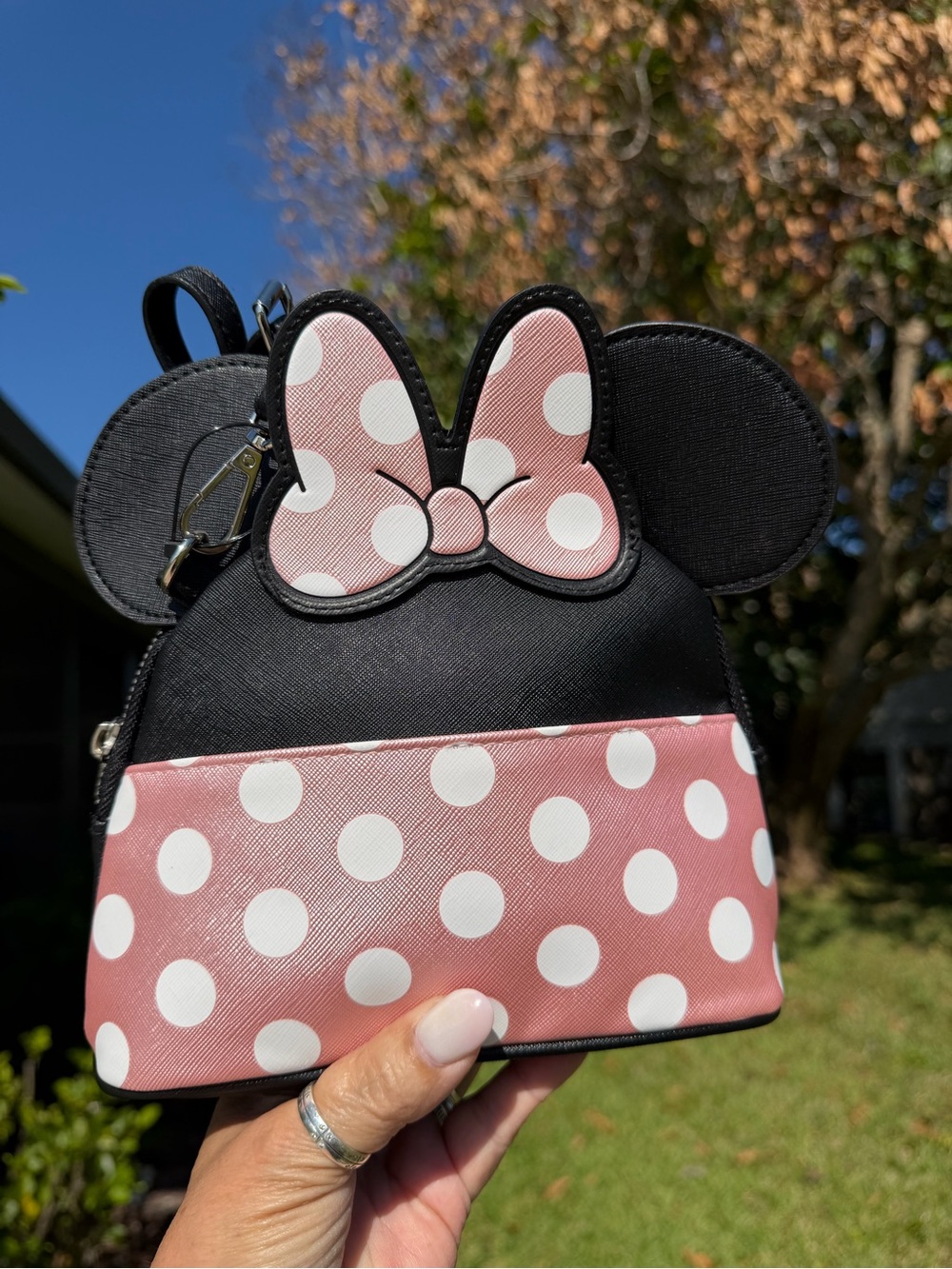 DISNEY Crossbody White Polka Dot Bow With bag Charm 2 pc Set - Picture 8 of 16